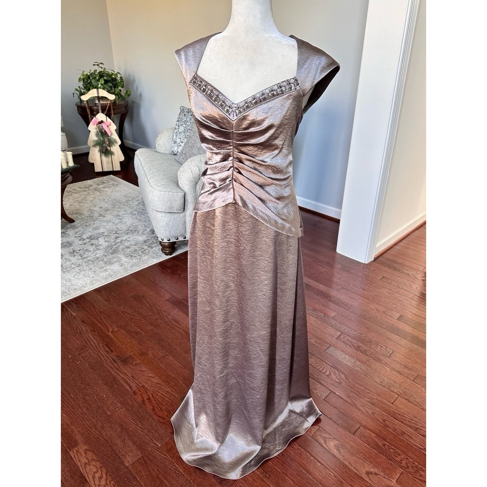 Vintage La Nuit Beaded Neckline Ethereal Divine Feminine Maxi Gown Dress Size 10 - Picture 4 of 11